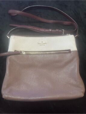 kate spade Two-Tone Pebbled Leather Crossbody in Cream and Brown